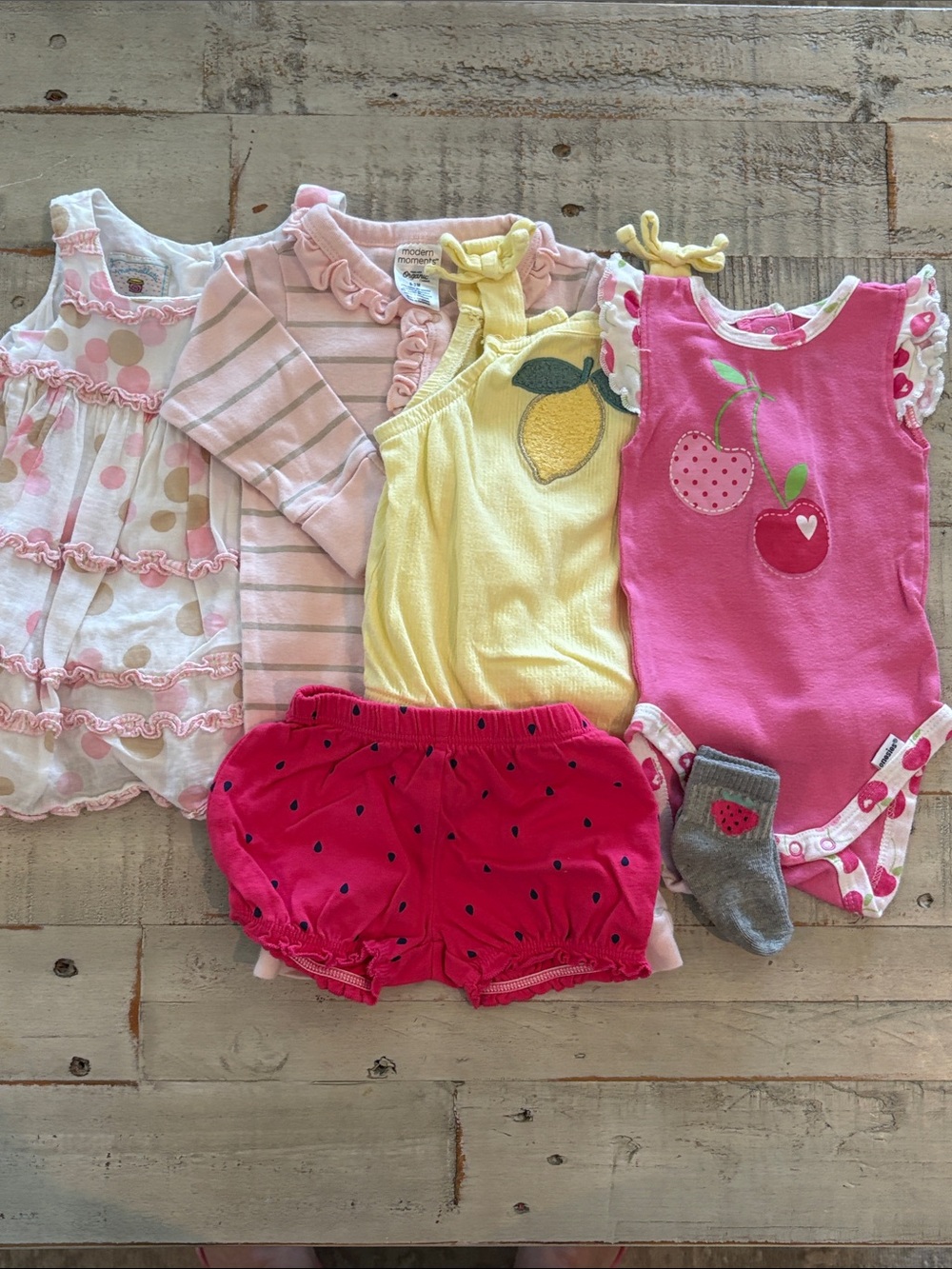 Carter’s Summer Fruit 6 Piece 0-3 Months Capsule Wardrobe Baby Clothes Bundle